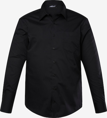 Men Plus Comfort fit Button Up Shirt in Black: front