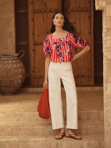 love & roses Široke hlačnice Kavbojke | bež barva