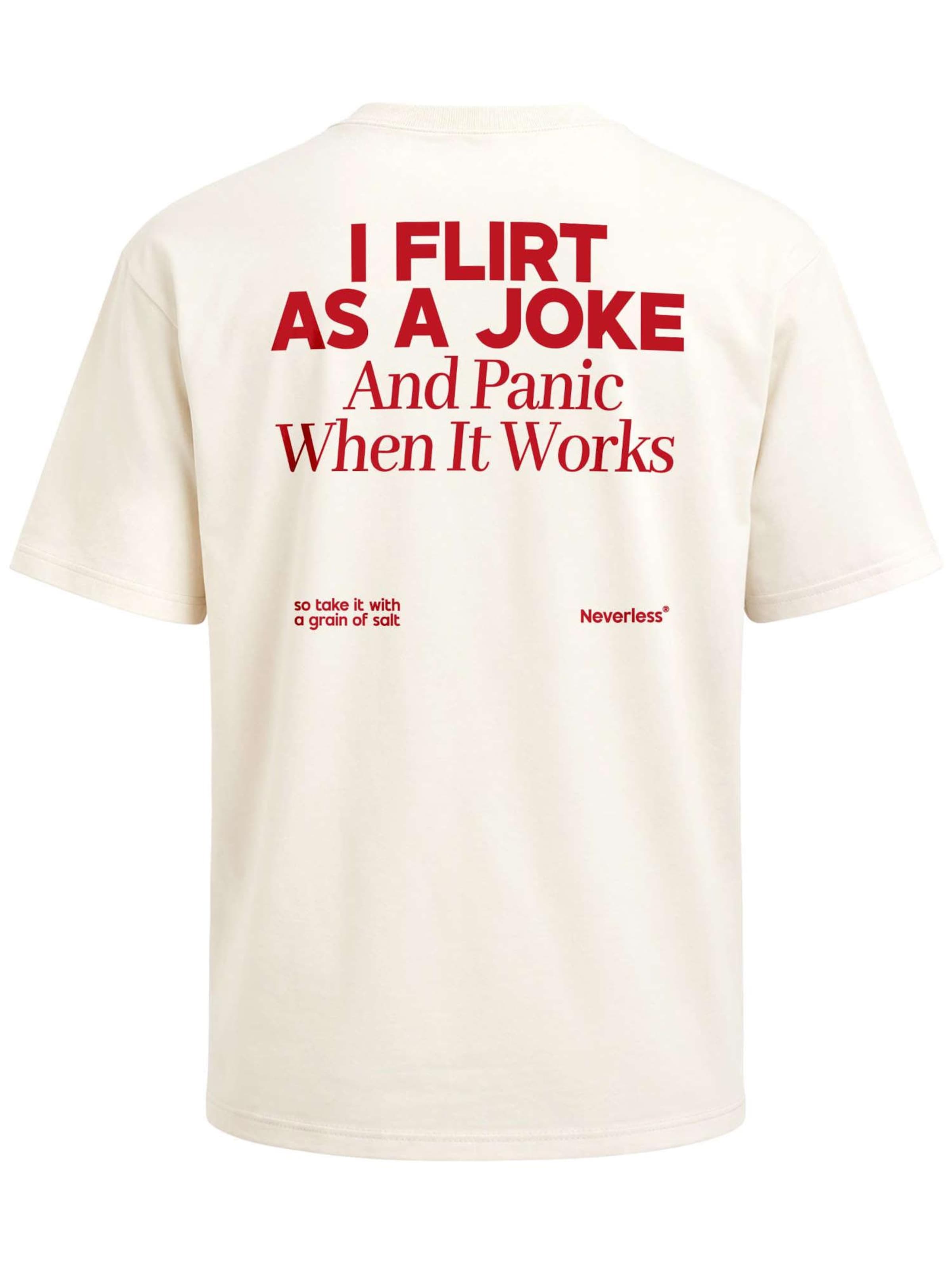 Neverless Shirt 'I flirt as a joke' in Beige