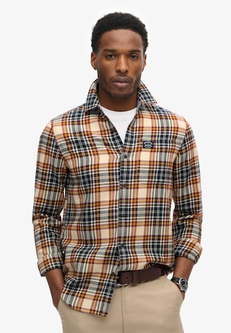 Superdry Comfort fit Overhemd in Beige: voorkant