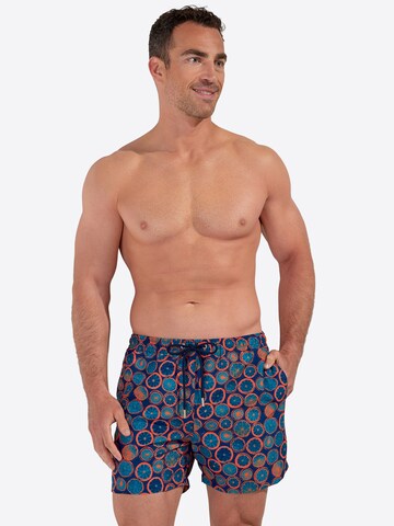HOM Zwemshorts ' Beach Boxer Trapani ' in Blauw: voorkant