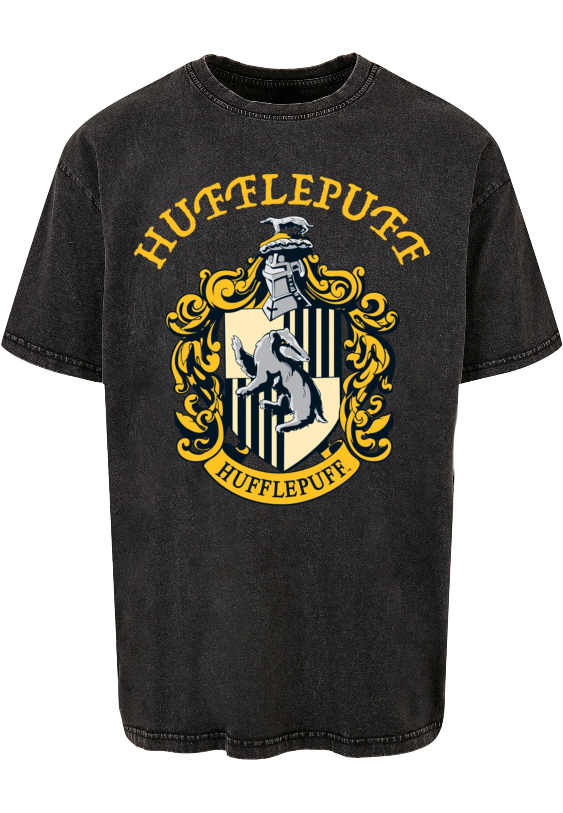 ABSOLUTE CULT Shirt 'Harry Potter - Hufflepuff Crest' in Black: front