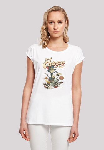 F4NT4STIC Shirt 'Tom And Jerry The Chase Is On' in Wit: voorkant