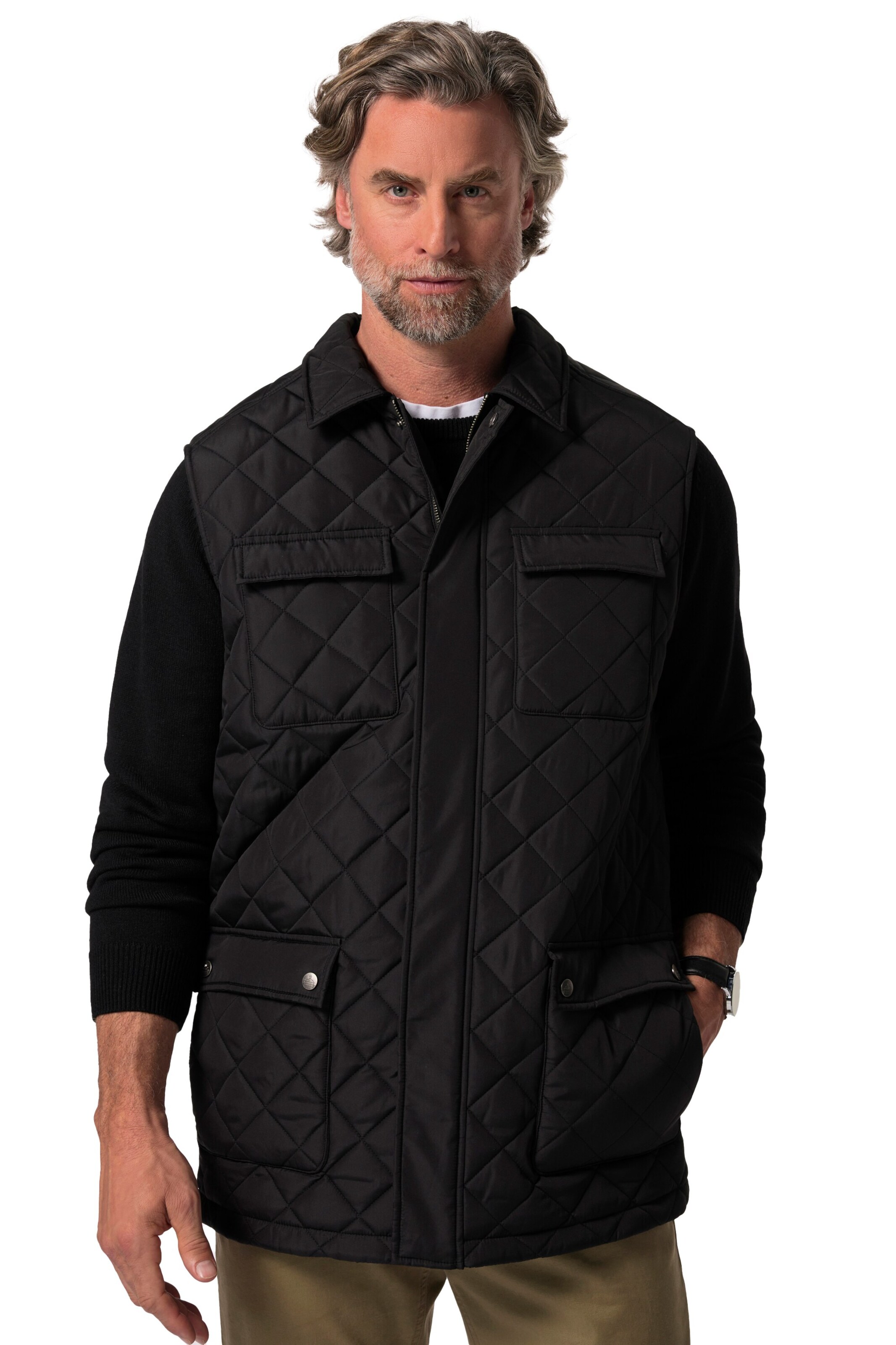 Boston Park Weste in Schwarz: Vorderseite