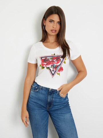 GUESS T-Shirt 'ROSES' in Weiß: Vorderseite