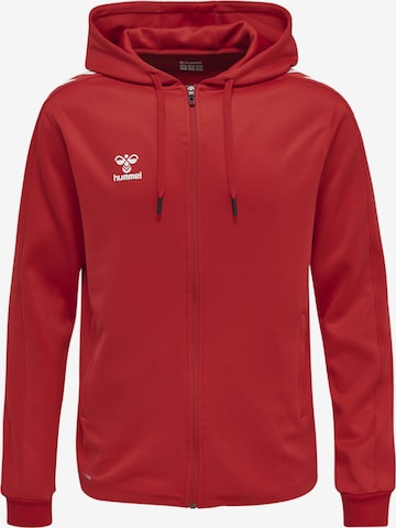 Hummel Athletic Zip-Up Hoodie in Red: front