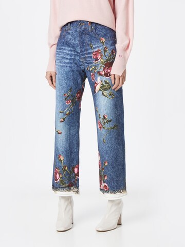 Wide leg Jeans de la Just Cavalli pe albastru: față