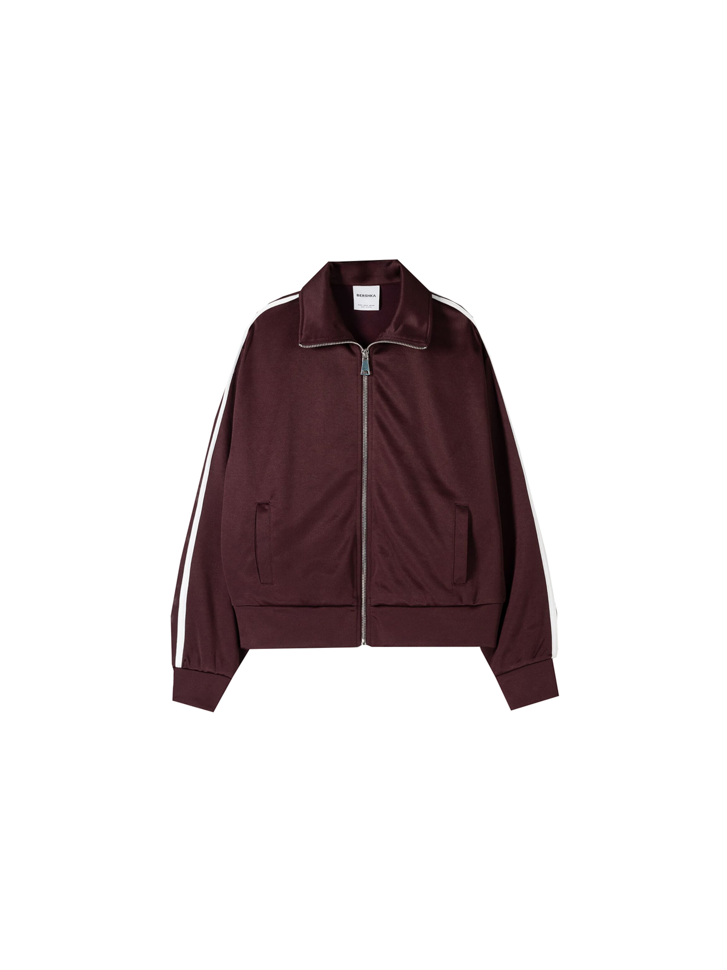 Bershka Zip-Up Hoodie in Wine Red | ABOUT YOU