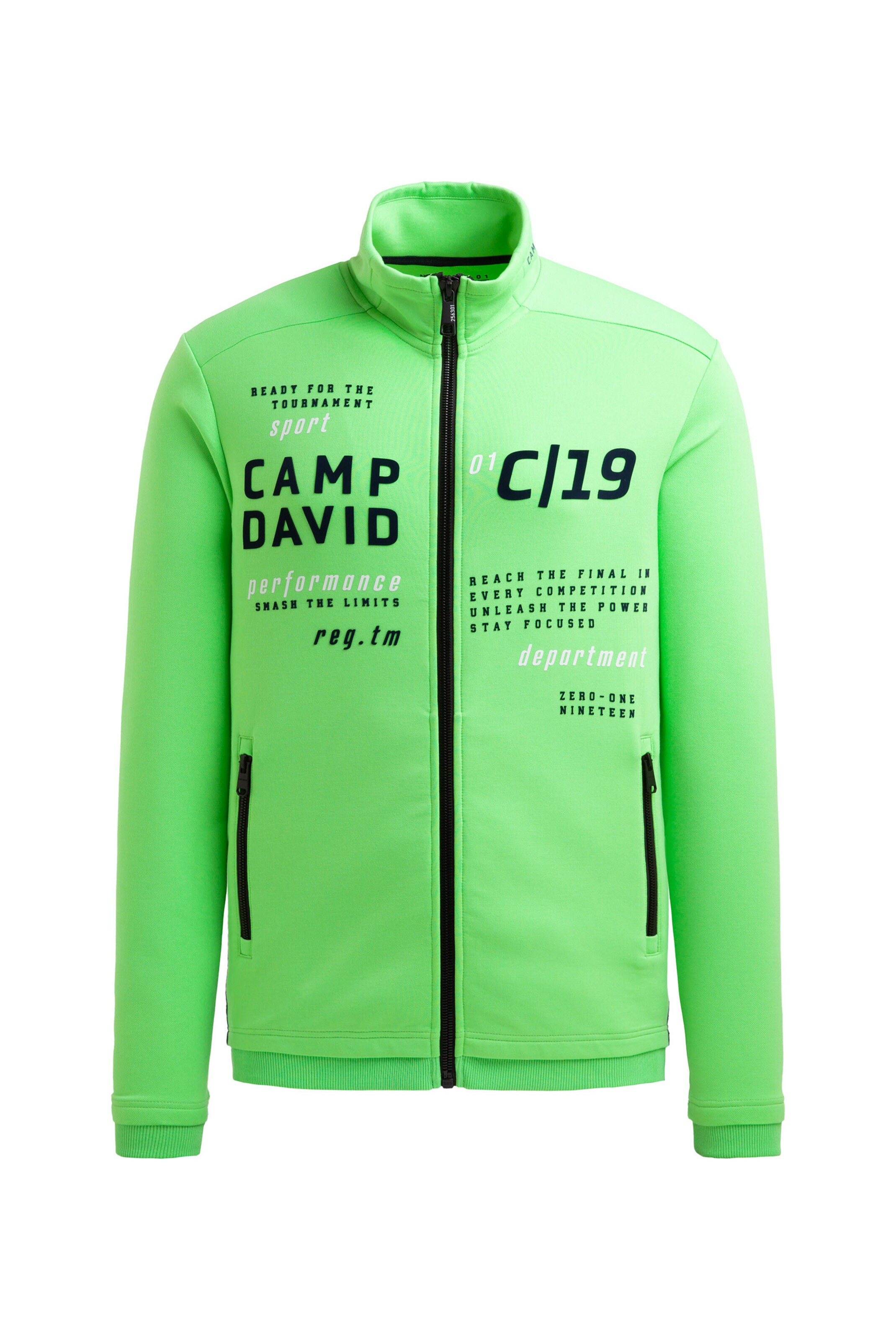 CAMP DAVID Sweatvest in Groen: voorkant