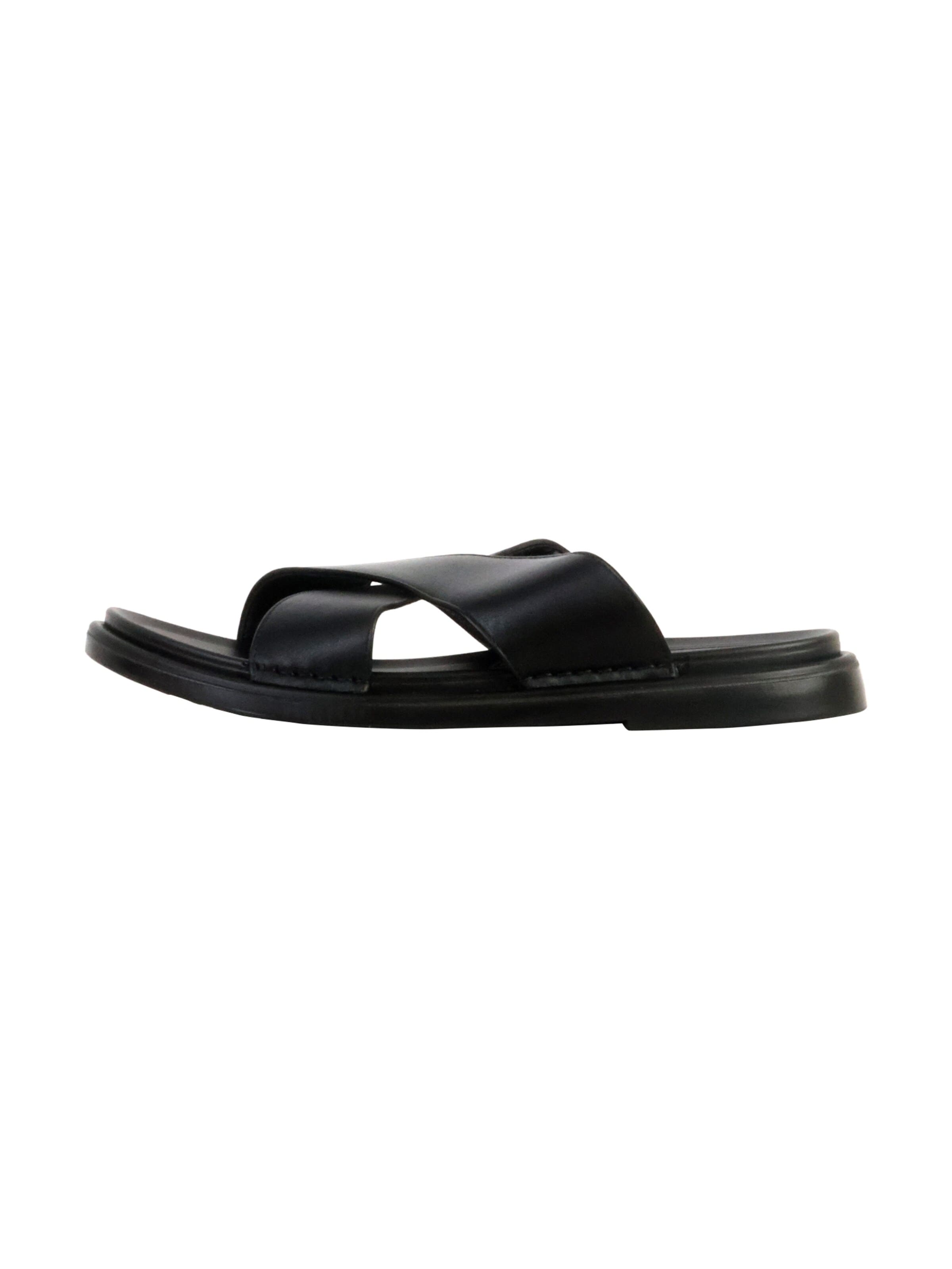 Sandales 'Flache Sandalen zum Hineinschlüpfen' Elong en noir : devant