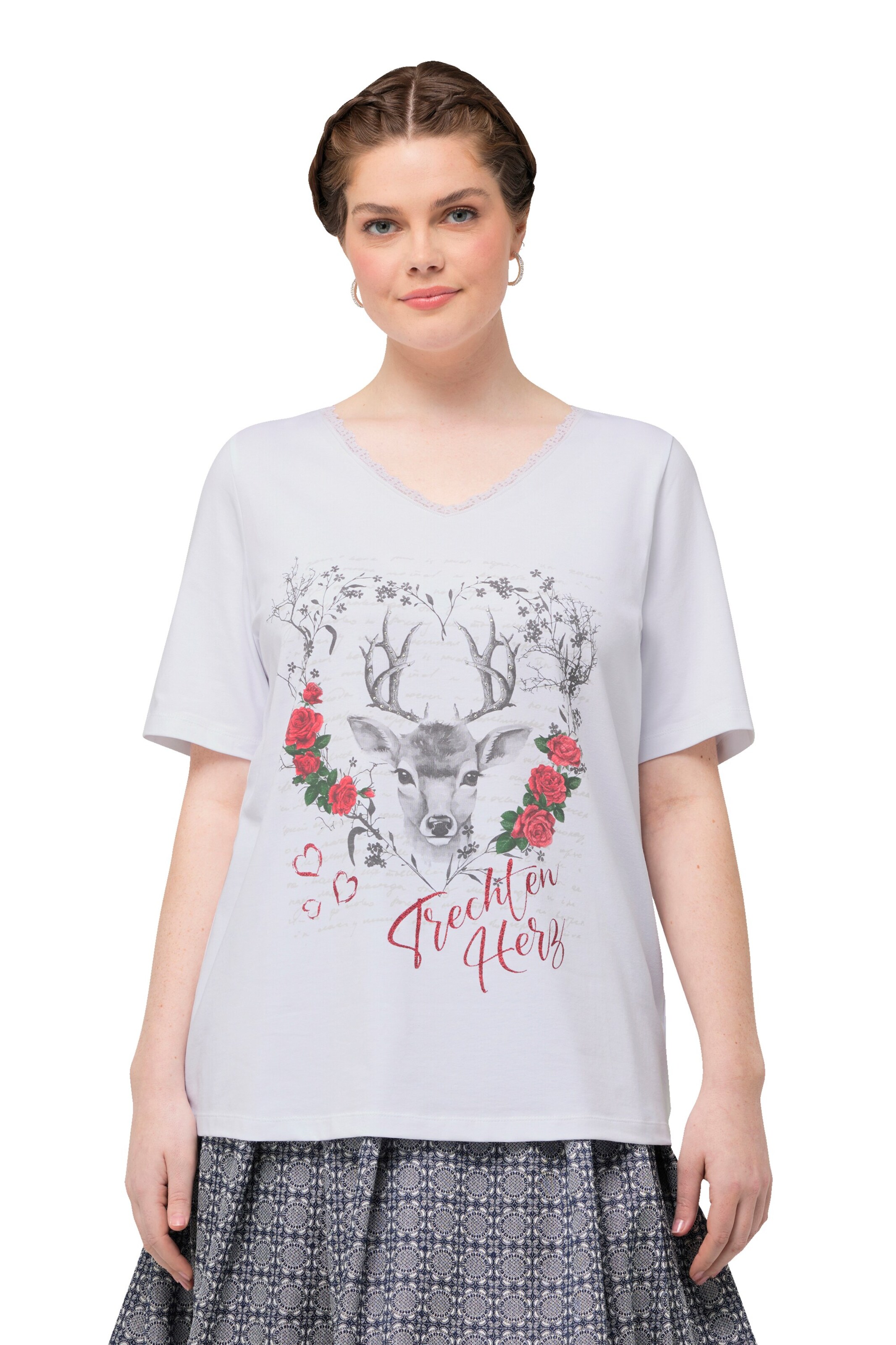 T-shirt Ulla Popken en blanc : devant