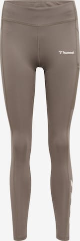 Hummel Skinny Workout Pants 'Chipo' in Brown: front