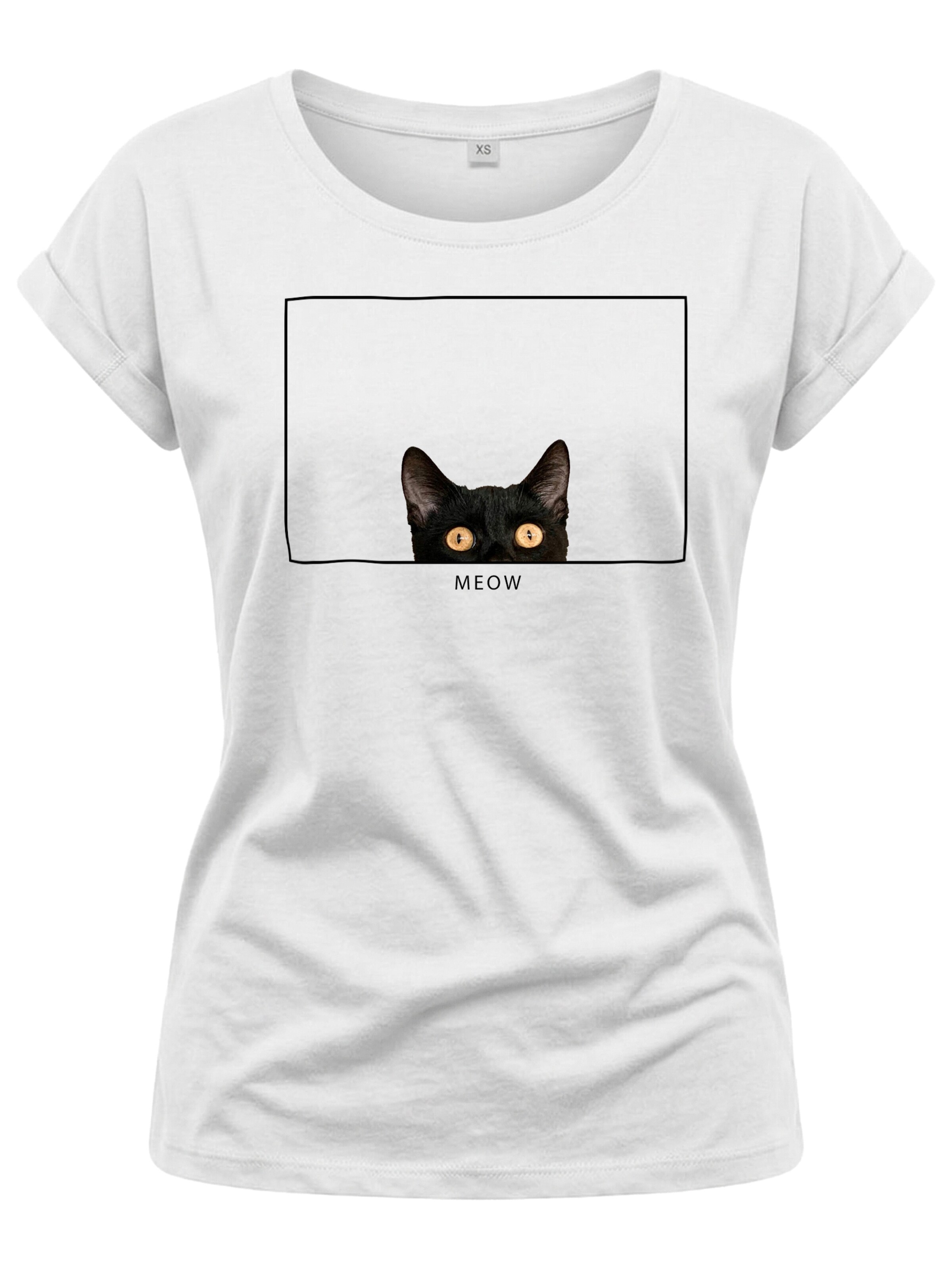 MAKAYA Shirt 'Cat Frame' in White: front