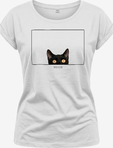 MAKAYA Shirt 'Cat Frame' in White: front