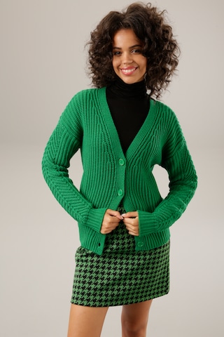 Aniston CASUAL Knit Cardigan in Green: front