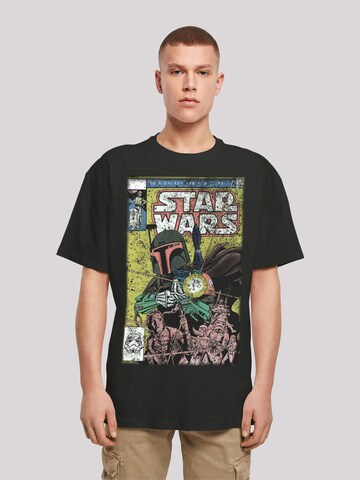 F4NT4STIC Shirt 'Star Wars Boba Fett Comic' in Zwart: voorkant