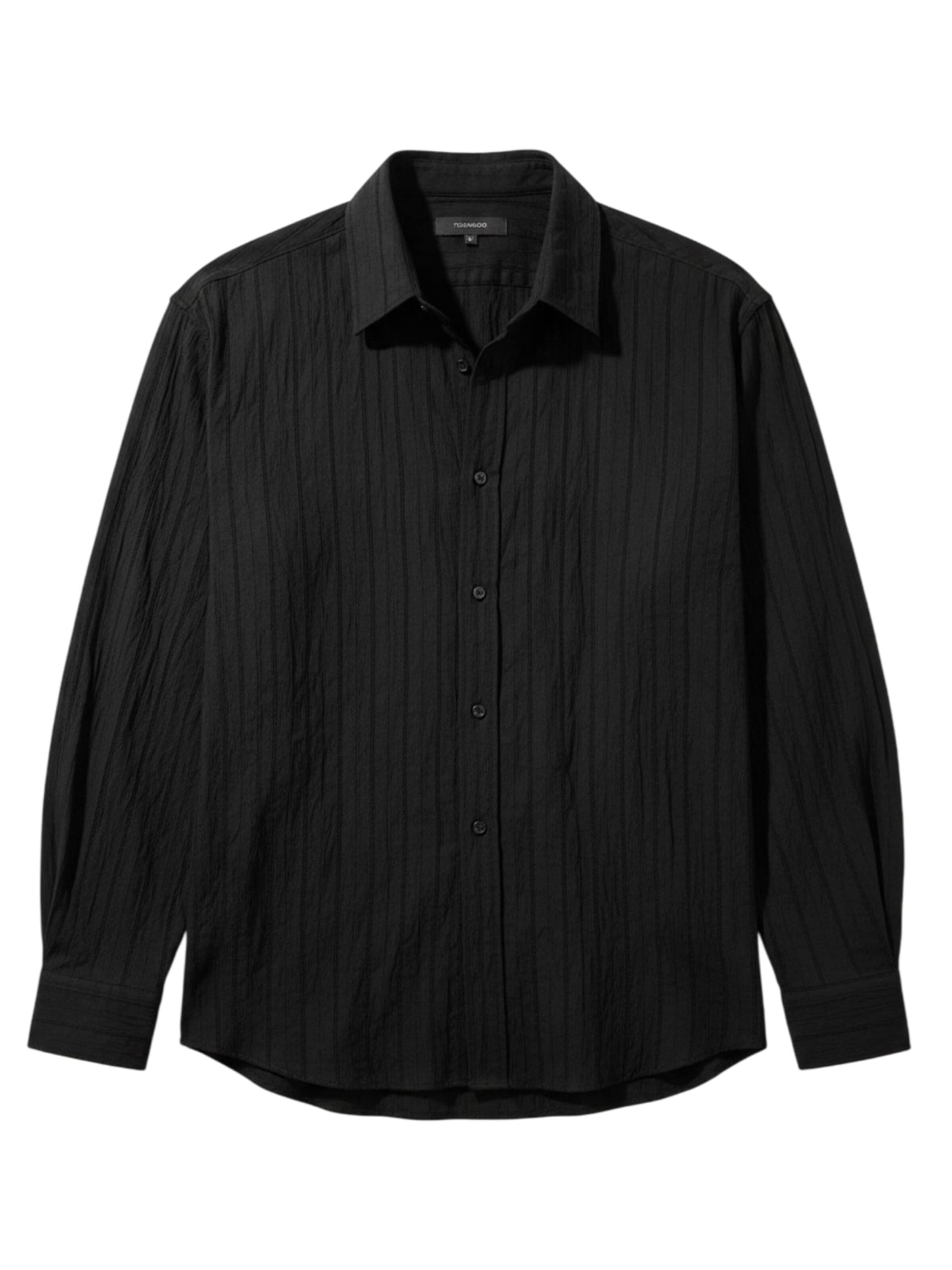 Kleidermafia Regular Fit Skjorte 'Regular Fit Striped Line Shirt - Black' i sort: forside