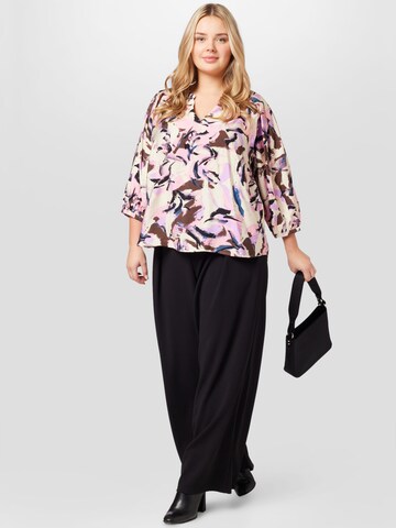 River Island Plus Wide leg Bandplooibroek in Zwart