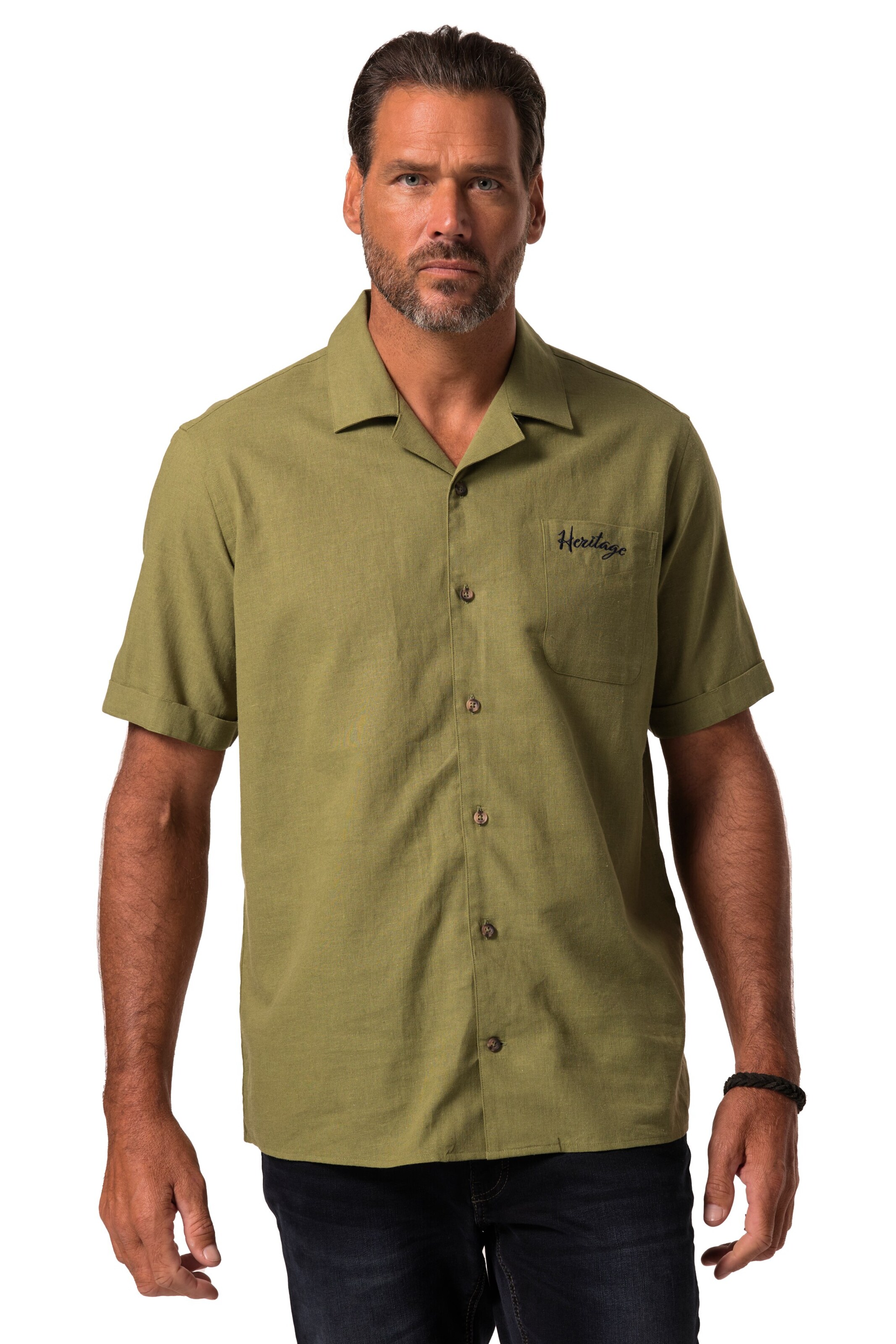 JP1880 Comfort fit Overhemd in Groen: voorkant