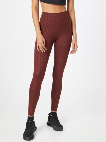 NIKE Skinny Sportbroek 'ONE LUXE' in Brons: voorkant