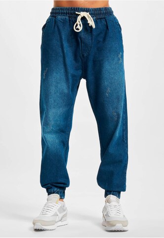 2Y Premium Tapered Jeans in Blauw: voorkant