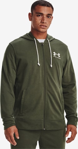 UNDER ARMOUR - Sudadera con cremallera 'Under Armour Rival Terry LC FZ' en verde: frente