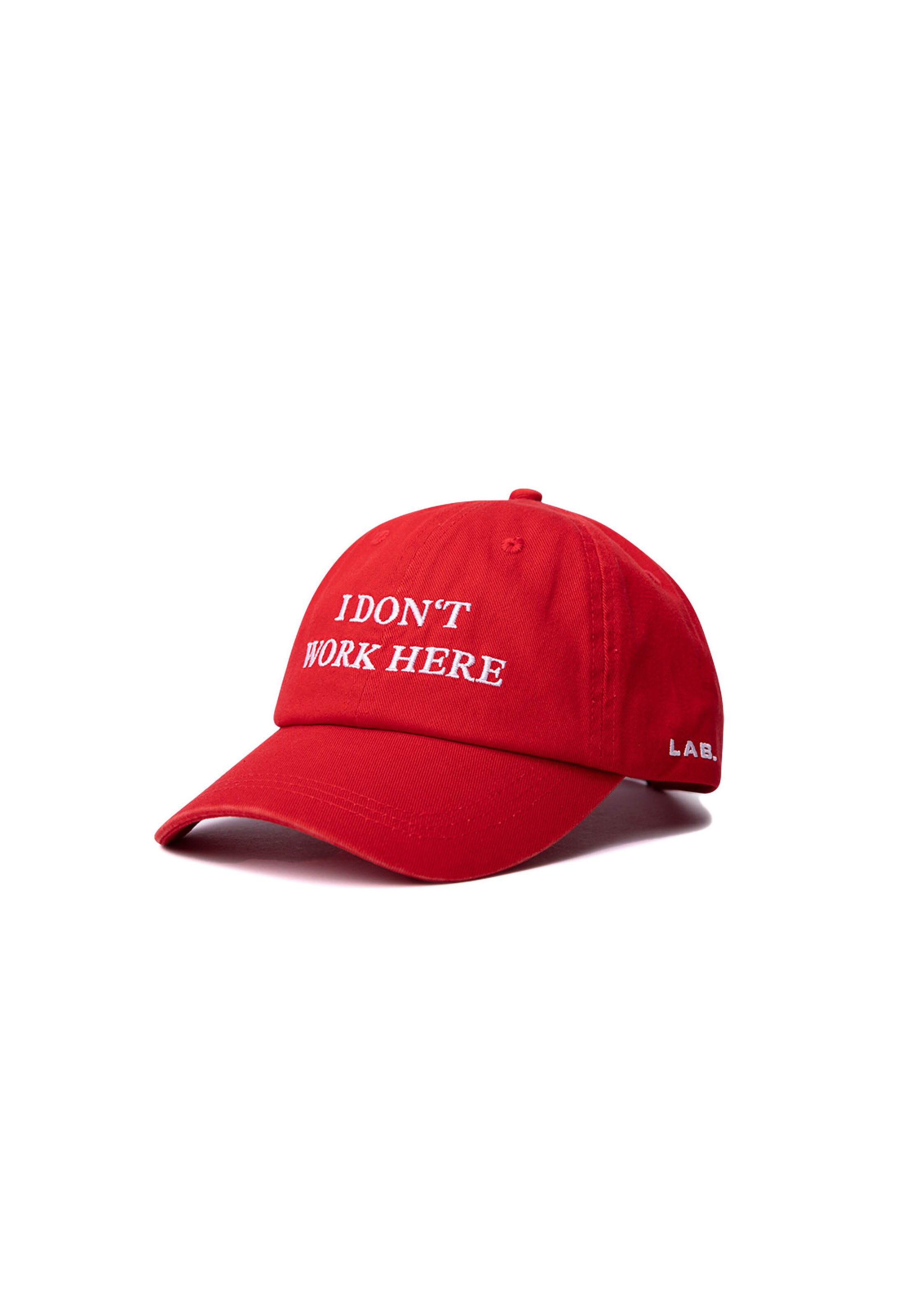 Hatline Lab Cap 'I don't work here' in Rot