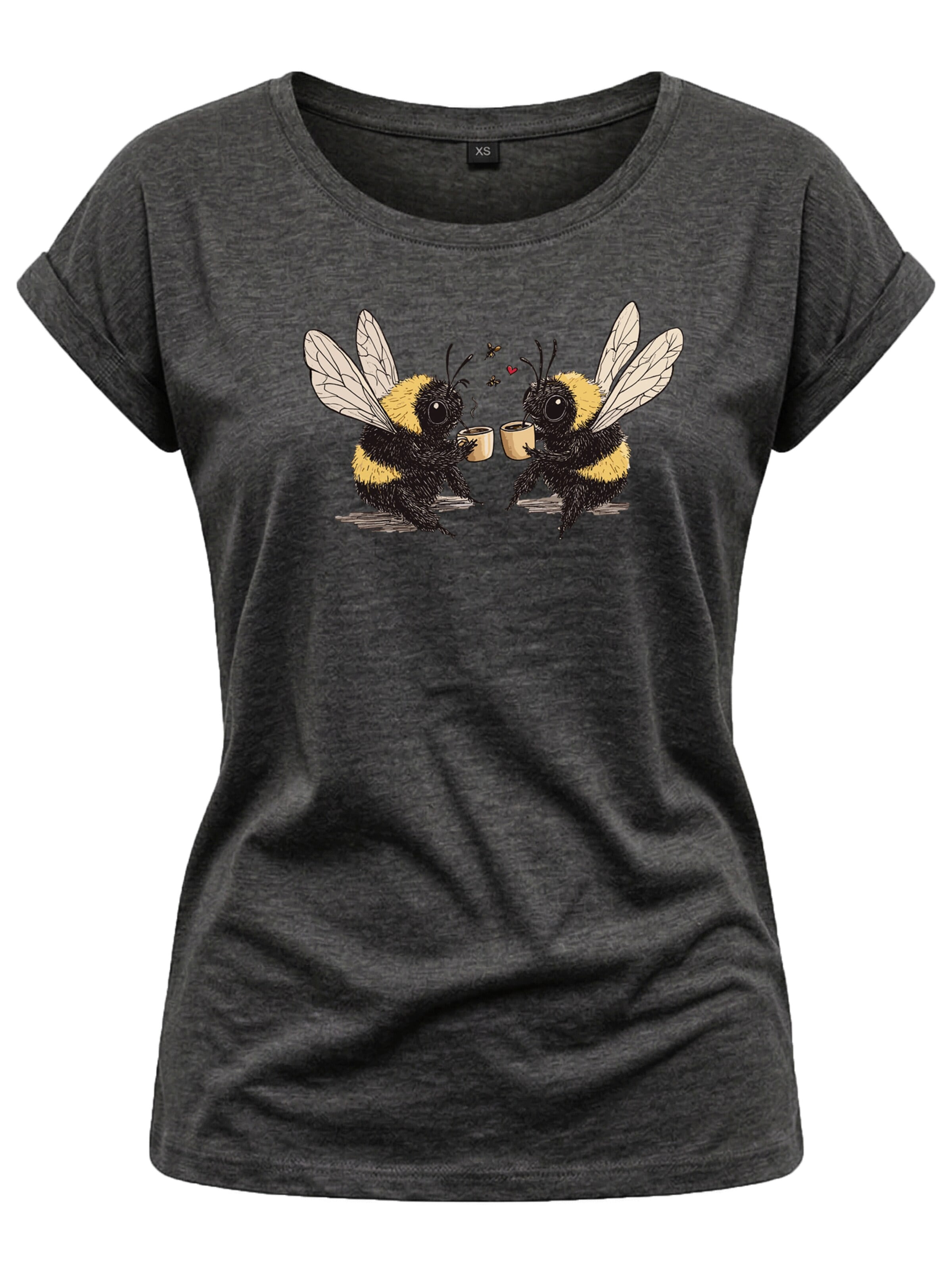 MAKAYA Shirt 'Kaffeeklatsch' in Grey: front