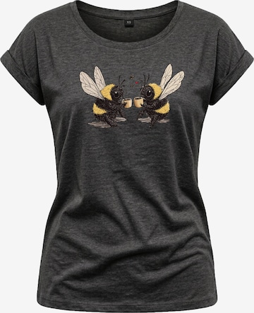 MAKAYA Shirt 'Kaffeeklatsch' in Grey: front