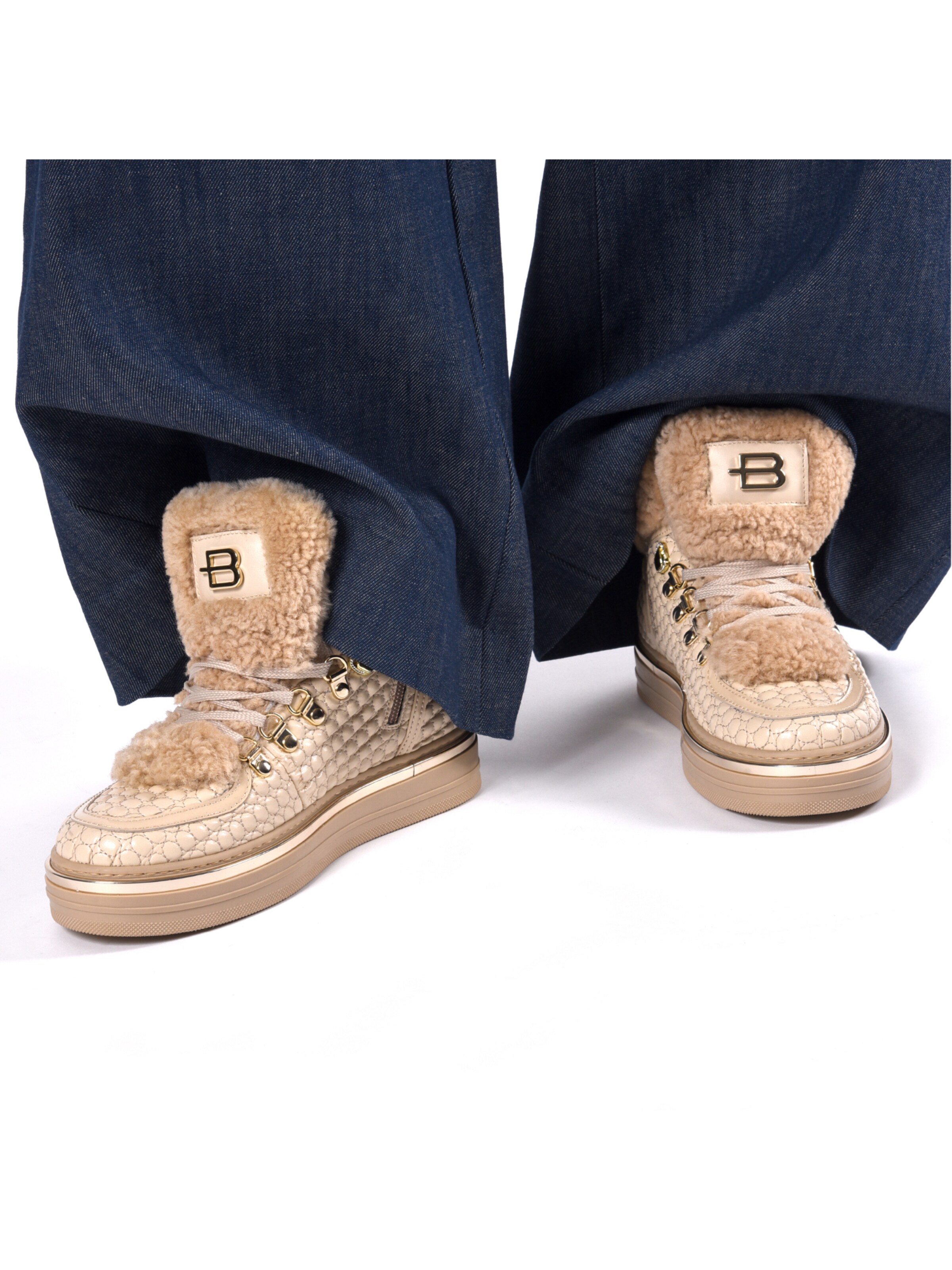 BALDININI Sneakers hoog in Beige: voorkant