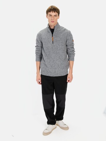 CAMEL ACTIVE Strickpullover mit Troyer-Kragen in Grau