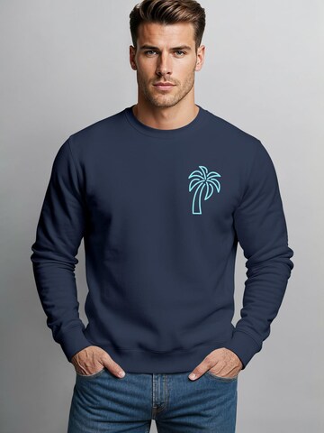 Neverless Sweatshirt 'Palm Lineart Logo' in Blue
