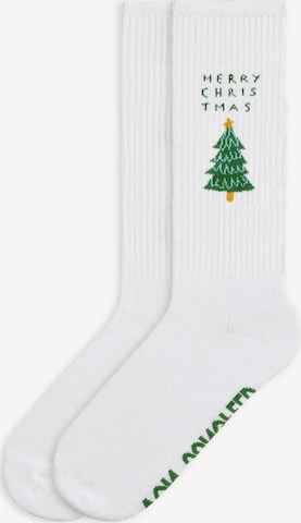 Von Jungfeld Socks 'Tennis Weihnachtsmotive' in White: front
