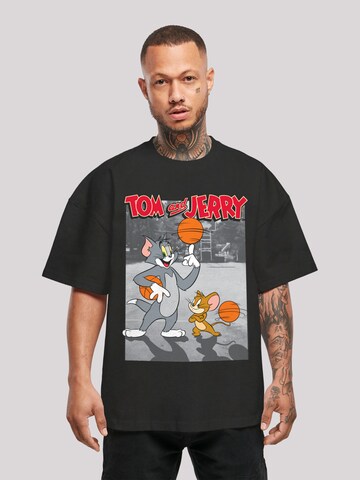 F4NT4STIC Shirt 'Tom And Jerry Basketball Buddies' in Zwart: voorkant