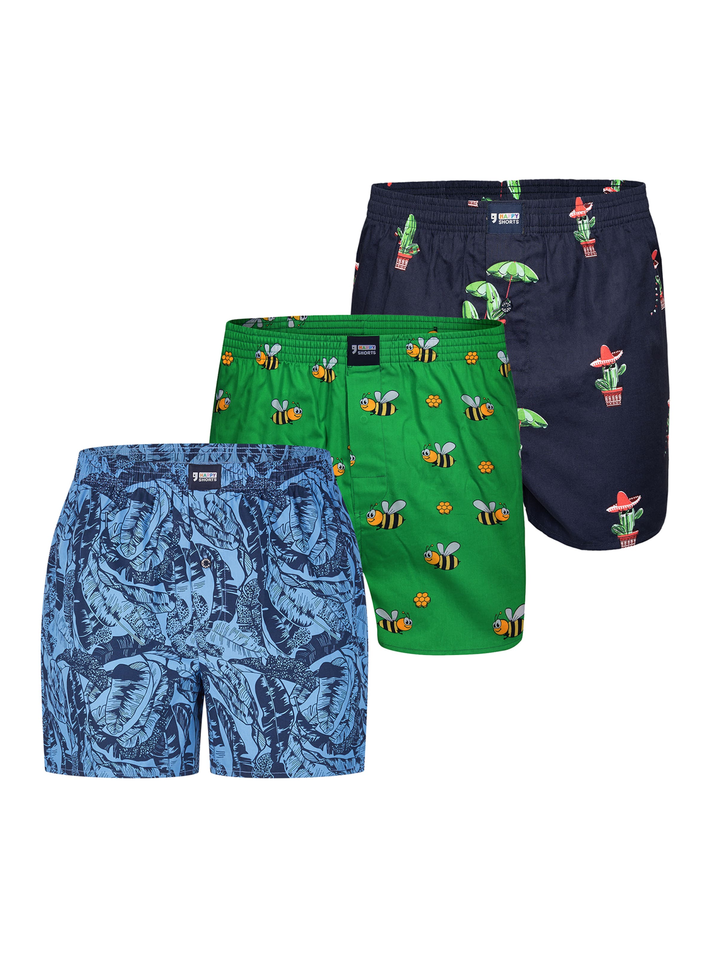 Boxers ' Motiv Mix ' Happy Shorts en bleu : devant