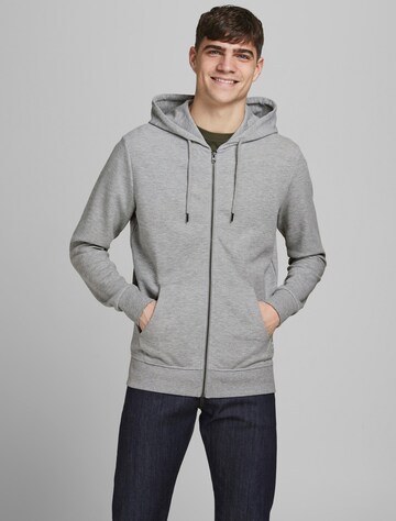 JACK & JONES - Sudadera con cremallera en gris: frente