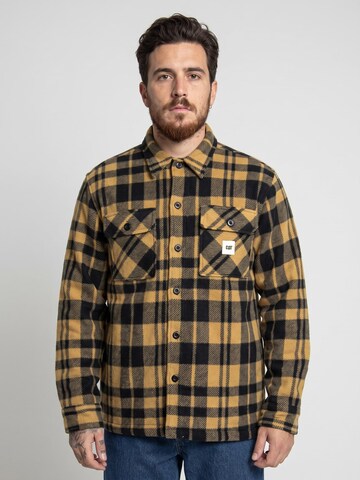 CAT Comfort fit Koszula 'Plaid Shacket Yellow Check' w kolorze czarny: przód