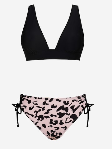 Cupshe Bustier Bikini | črna barva: sprednja stran