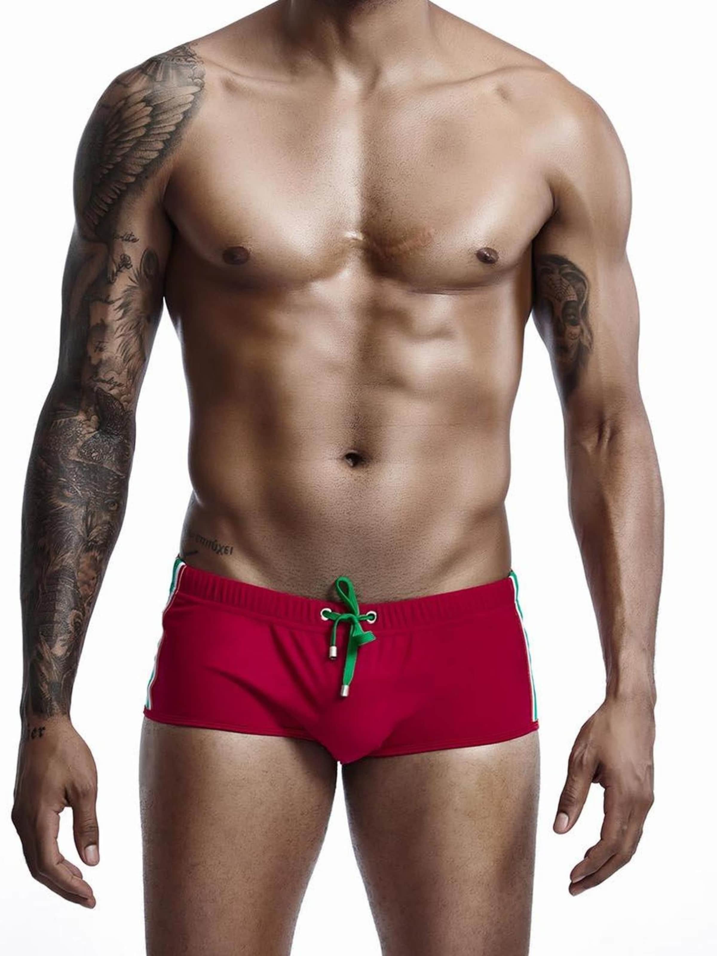SEOBEAN Swim Trunks in Red: front