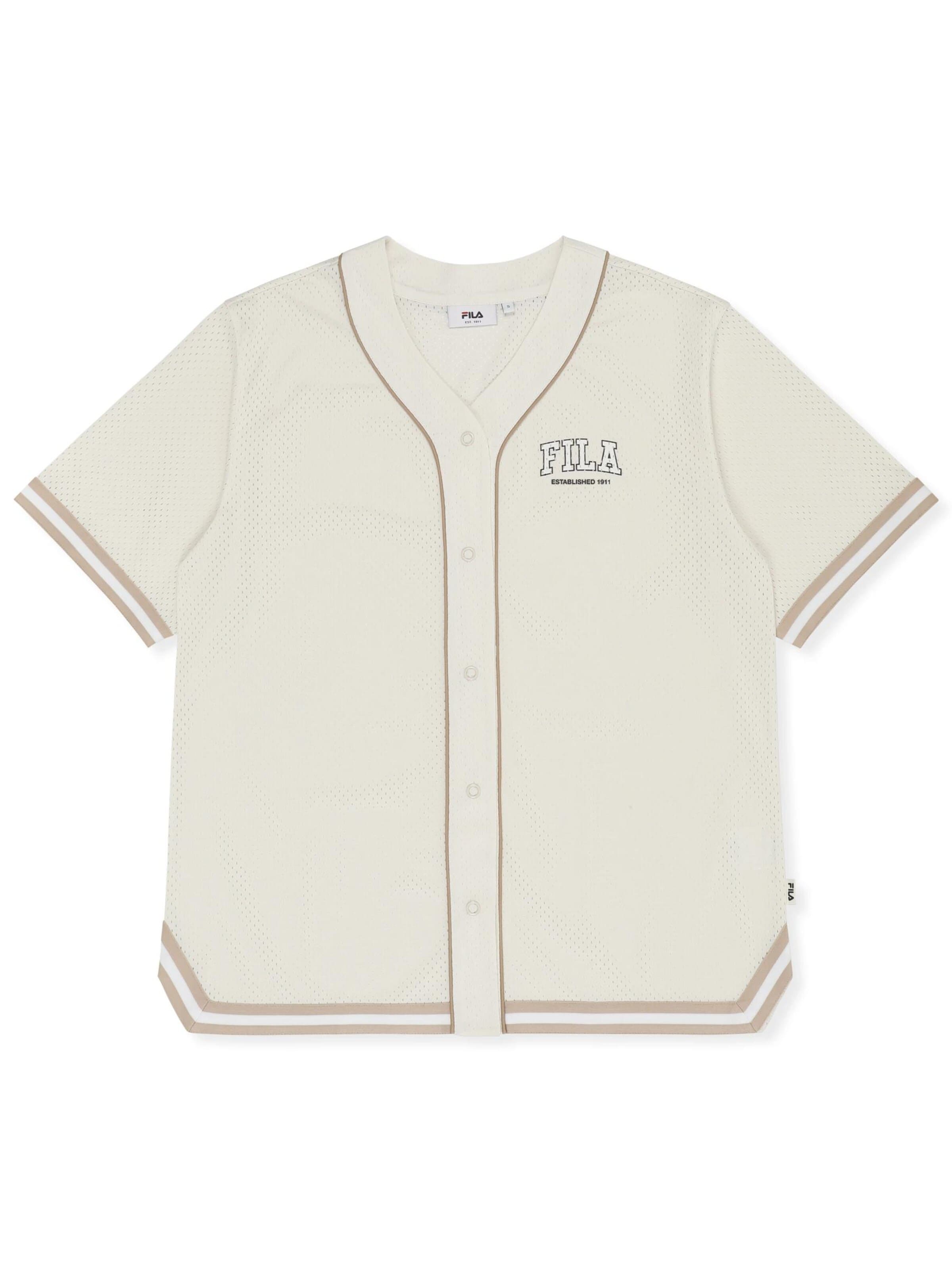 Maglietta 'VILLANOVA oversized mesh baseball shirt' di FILA in bianco