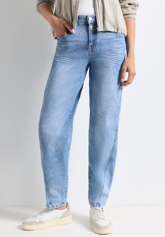 STREET ONE Loosefit High Waist Barrel Leg Jeans im Loose Fit in Blau: Vorderseite