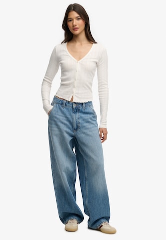 Cardigan 'Athletic Essential Pointelle' Superdry & Co en blanc