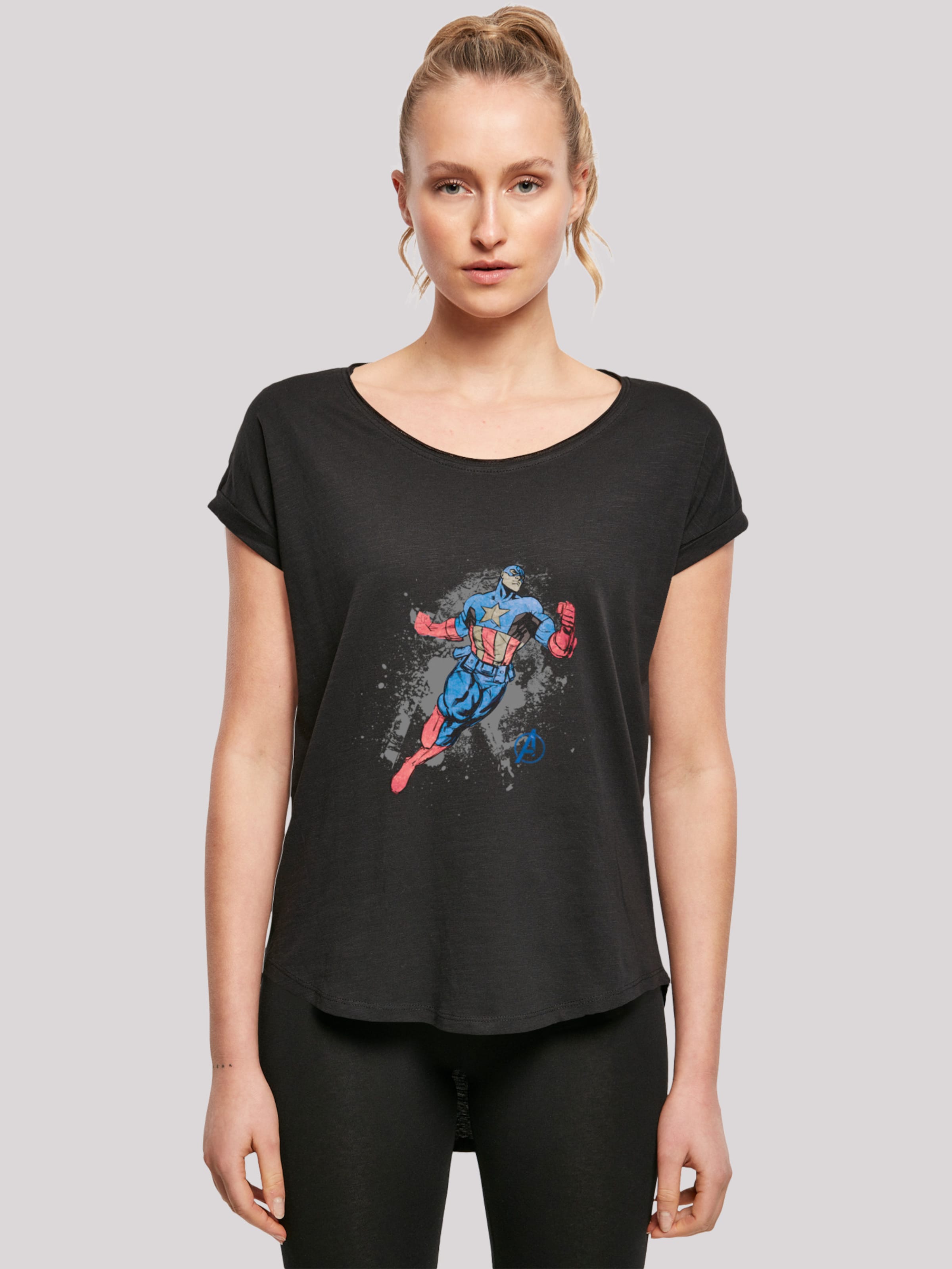 Frauen Shirts & Tops F4NT4STIC Shirt 'Marvel Avengers Captain America Splash' in Schwarz - OS69537 Frauen Shirts & Tops F4NT4STIC Shirt 'Marvel Avengers Captain America Splash' in Schwarz - OS69537