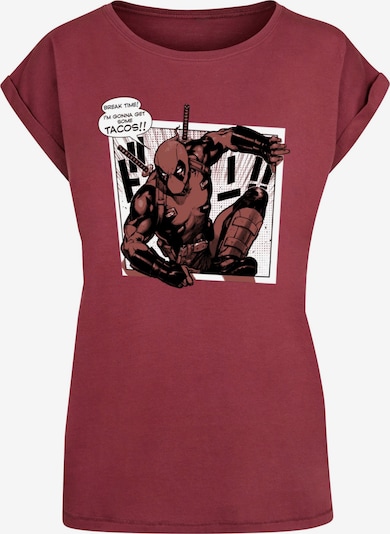 ABSOLUTE CULT T-Shirt 'Deadpool - Tacos Breaktime' in bordeaux / schwarz / weiß, Produktansicht