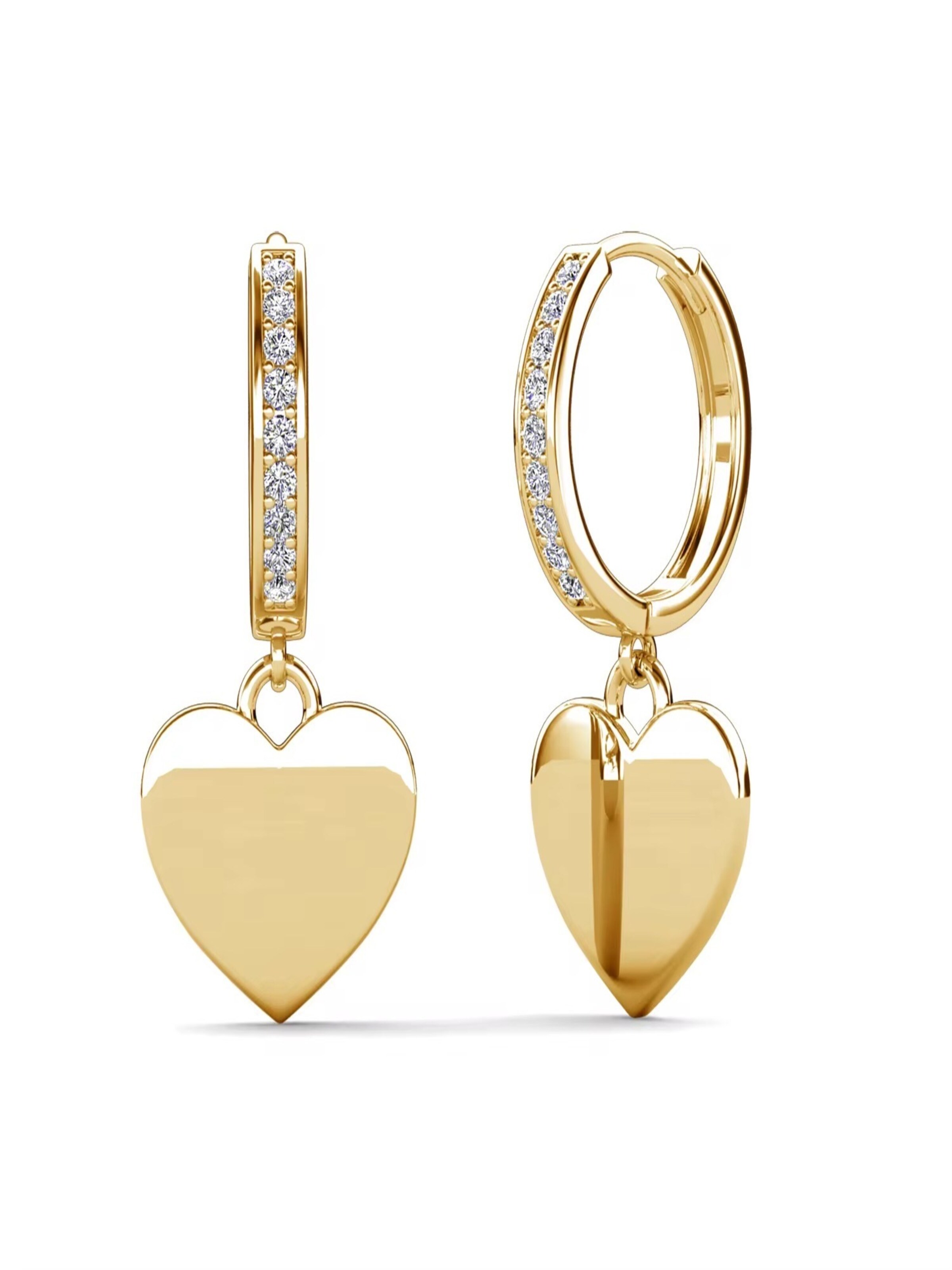 ROUGEMONT Jewellery Earrings 'Süße funkelnde Herz Creolen Ohrringe Annabella' in Gold: front