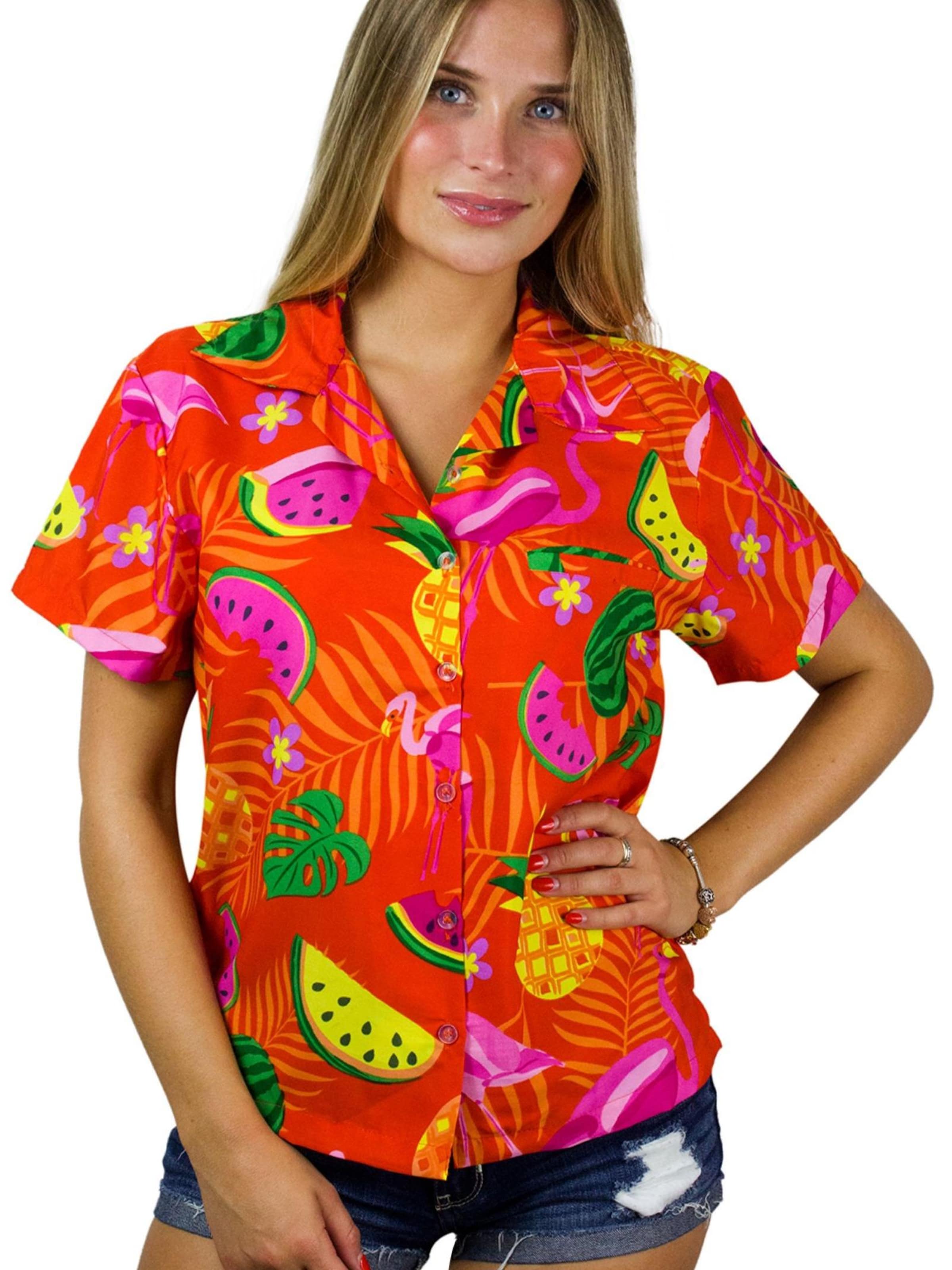 King Kameha Bluse 'Flamingo Melone'‌ in Orange: Vorderseite