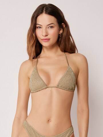 CALZEDONIA Triangel Bikinitop 'Metallic Glow' in Beige: Vorderseite