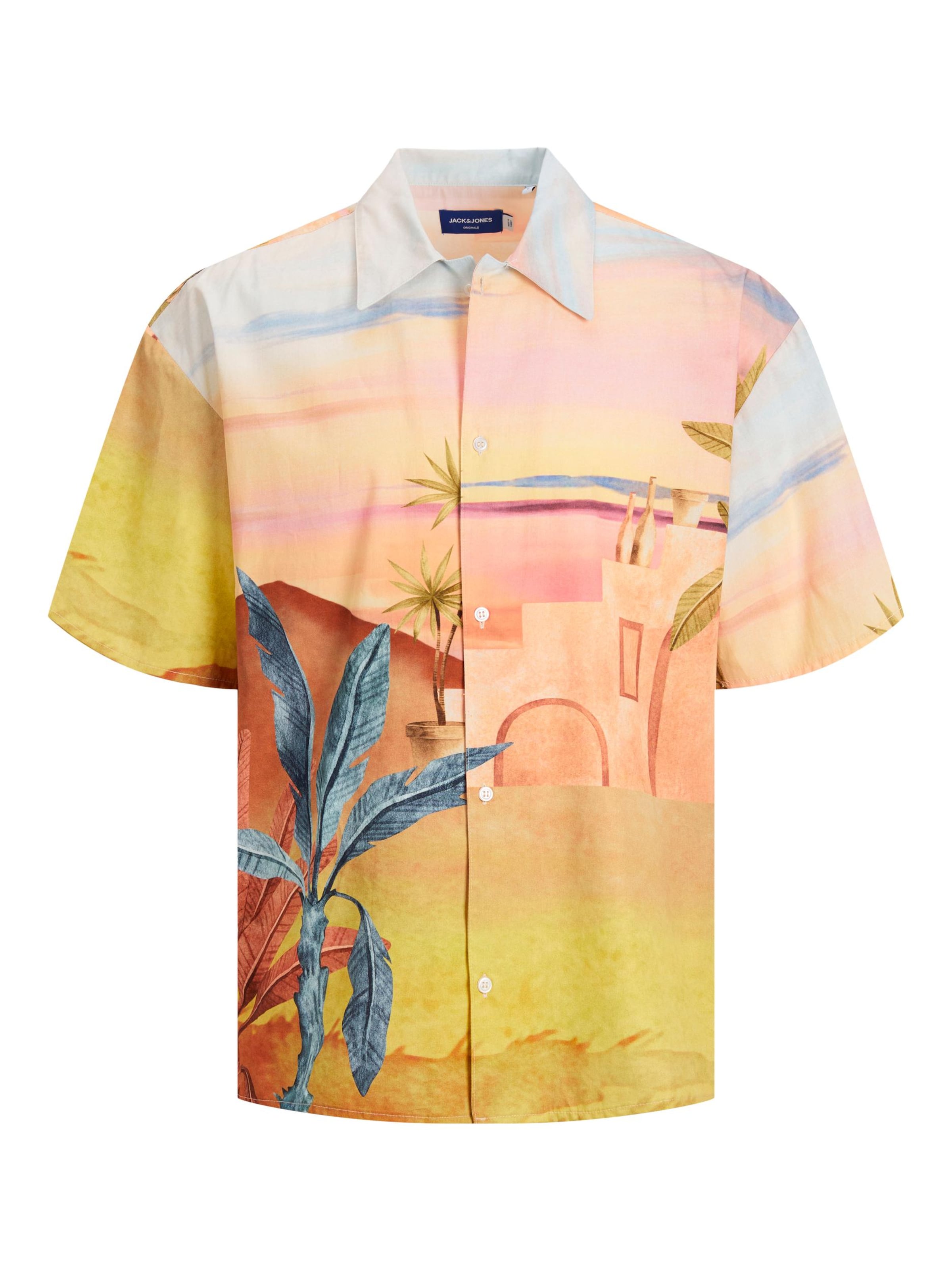 JACK & JONES Comfort fit Overhemd 'Landscape' in Oranje: voorkant