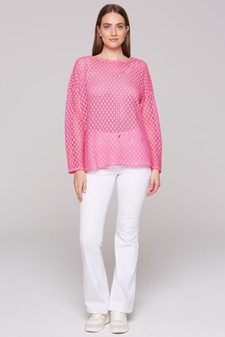 Soccx Langarmshirt mit Ajour-Muster in Pink