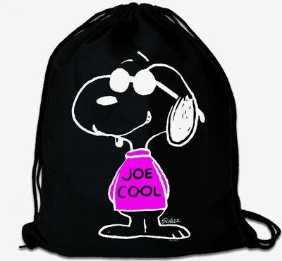LOGOSHIRT Sportbeutel 'Peanuts - Snoopy Joe Cool' in schwarz, Produktansicht
